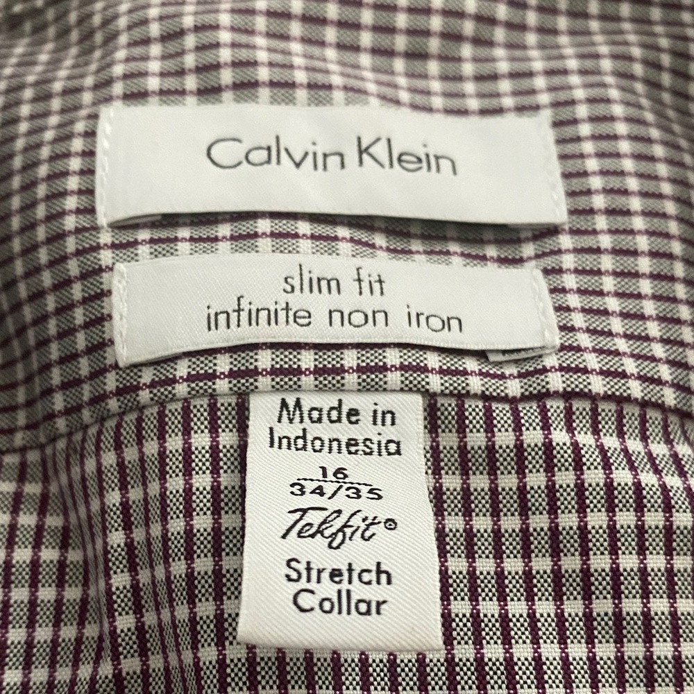 Calvin Klein Men's Maroon and White Checkered Shirt